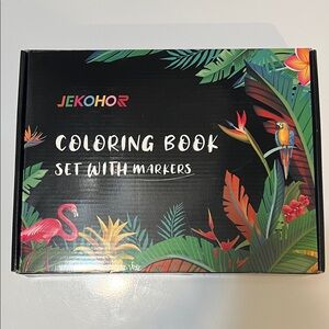 Coloring Book Set with Markers - Black and Multicolor